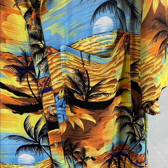 One Teaspoon Tropical Sunset Button Down Shirt - Yellow and Blue - Picture 4 of 8